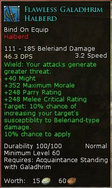 Weaponsmith Lothlorien Crafting Guild Emissary - Flawless galadhrim halberd