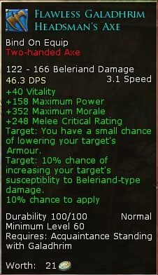 Weaponsmith Lothlorien Crafting Guild Emissary - Flawless galadhrim headsman axe