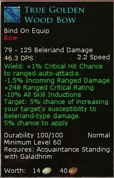 Woodworker Lothlorien Crafting Guild Emissary - True golden wood bow